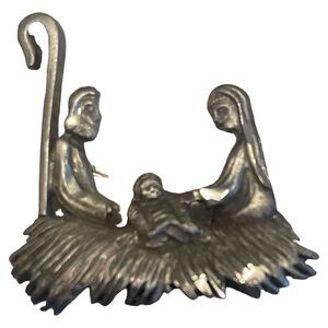 O Holy Night, Come & Worship Him Baby Jesus In The Manger With Mary & Joesph Pin